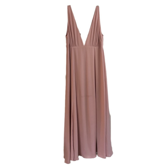 SOLD WAYF Kiara Empire Plunge Neck Gown in Rose Size Large - Picture 9 of 16
